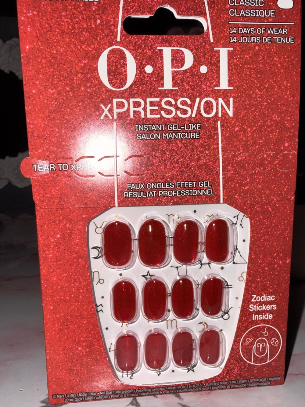 OPI xPRESS/ON “Kiss My Aries” Classic Sparkling Red Press-On Nails - Picture 8 of 10